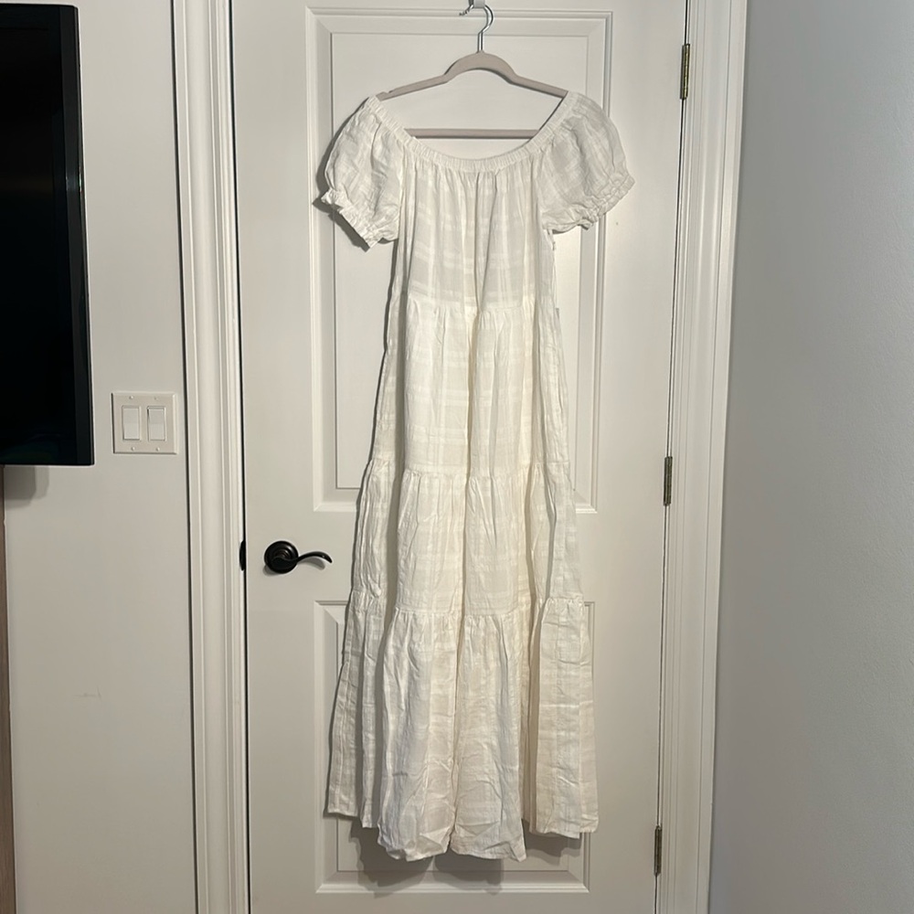 Maxi Dress, white, size M, with pockets and slip